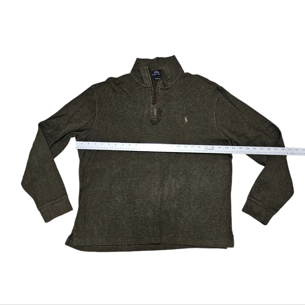 Ralph Lauren 1/4 Zip Pullover Sweater Mens Size Large Estate Rib Army Green - Picture 4 of 5